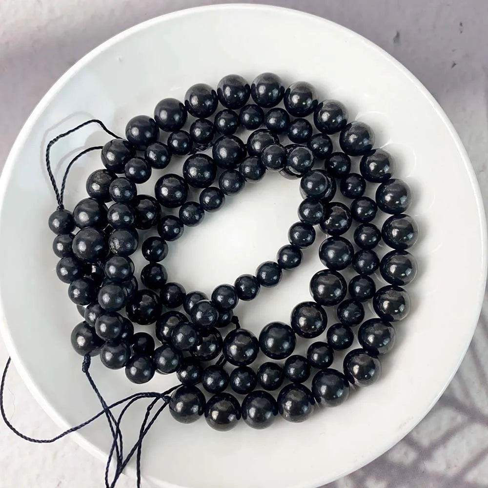 6mm 8mm Black Russia Shungite Bracelet Beads