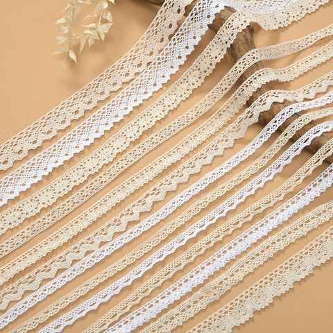 Sewing Fabric Ivory Cream Trim Cotton Crocheted