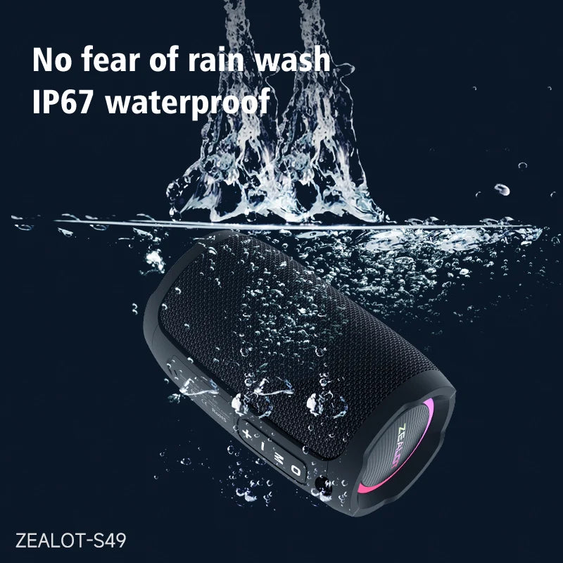 Zealot S49 20W Portable Ourdoor Wireless Subwoofer Speaker,Waterproof IPX 6,Dual Pairing,3600mAh Battery, 12 Hours Playtime