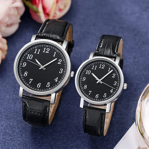 Luxury Couple Analog Watches High-grade Leather Lover Watch Casual Quartz Clock Classic Retro Wristwatch Lovers Romantic Gift