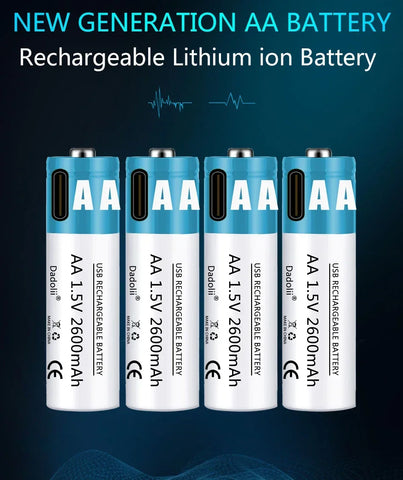 AA Battery 1.5V AA 2600mAh USB rechargeable li-ion battery