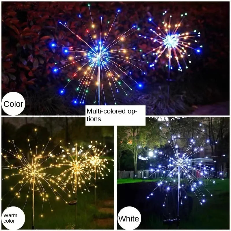 90 LED Solar Power Firework Lights Garden Decoration Fairy Lights Waterproof Outdoor Dandelion Lawn Lamp for Patio Garden Decor