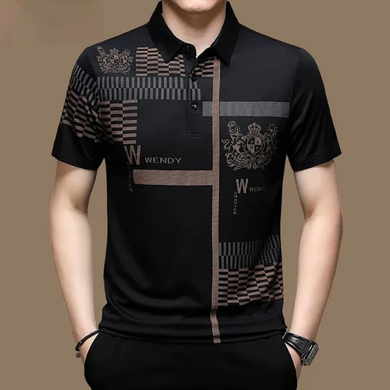 Men's Polo Shirt Business Casual Summer Short Sleeves