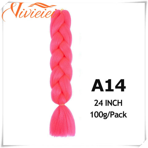 VIVIEIEI Synthetic Braiding Hair 24 Inch Jumbo Braid Ombre Jumbo Hair Extension for Women DIY Hair Braids Purple Pink Yellow Red