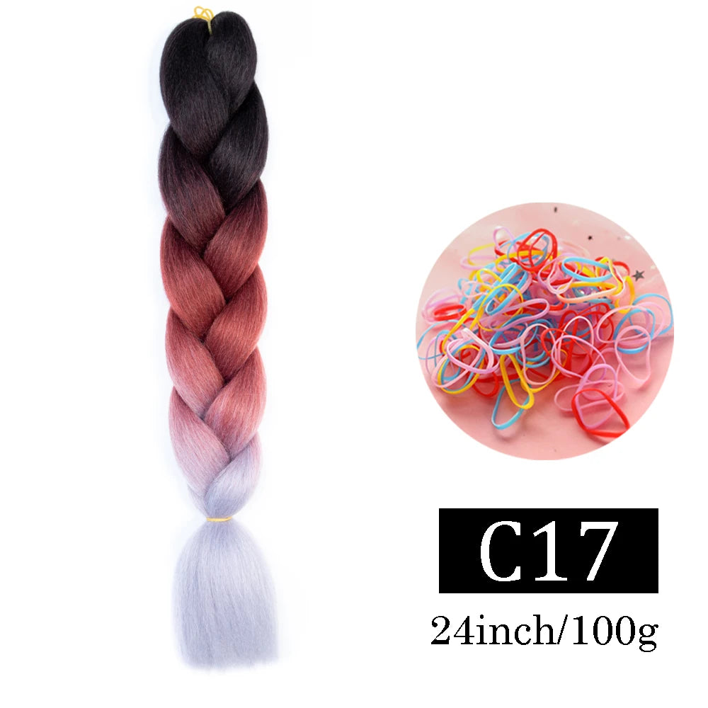 24 Inch Jumbo Braids Extensions Synthetic Braiding Hair Afro Ombre Color kanekalon Hair for Children Braid