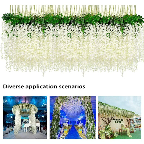 Artificial Flowers Hanging Garland Vine Rattan Fake Flower String Silk Flowers