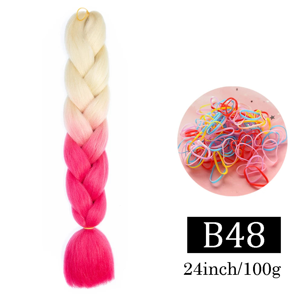 24 Inch Jumbo Braids Extensions Synthetic Braiding Hair Afro Ombre Color kanekalon Hair for Children Braid