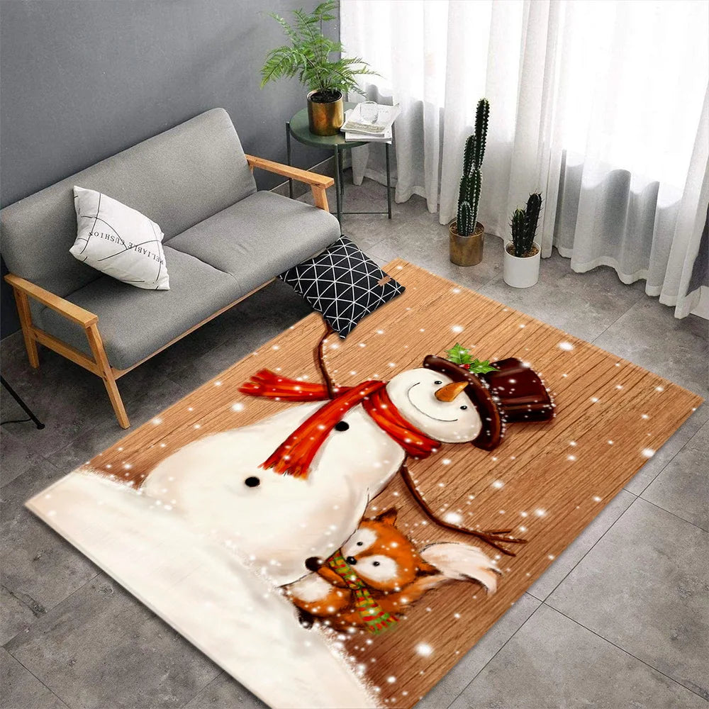 Christmas Carpet for Living Room Home Decoration Large Rugs Santa Claus Kids Room Children Bedroom Bedside Mats New Year Gifts