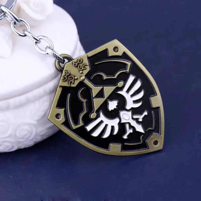 Game Zeldas Shield Keychain Symbol Pendant Enamel Metal Keyring Men Jewelry Accessories Gift