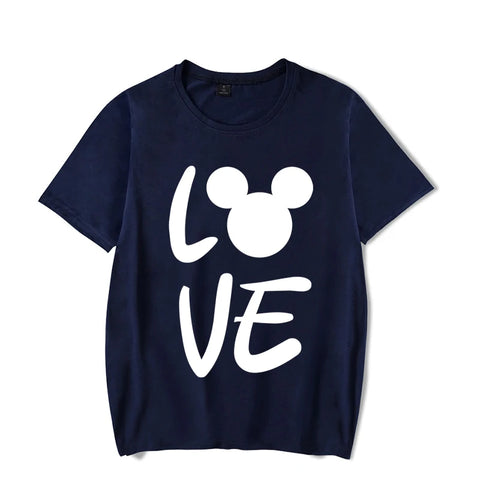 Couple Matching Outfits T-shirt LOVE Cute Cartoon Mouse Printing Unisex T-shirts Casual Short Sleeves Honeymoon Travel Tee Shirt