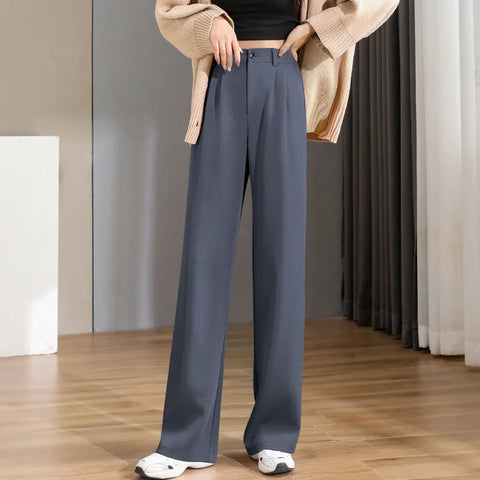 New Women'S Spring Autumn High Waist Thin Suit Pants Korean Loose And Elongated Vertical Tube Wide Leg Mopping Trousers Lady