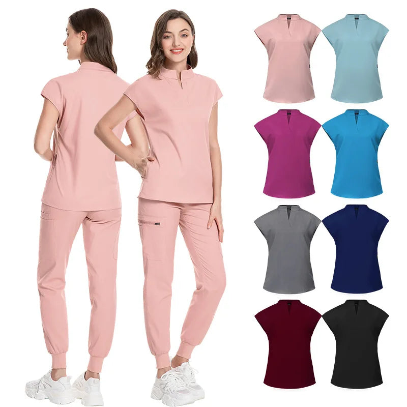 Dentistry Doctor Lab Spa Uniform Surgical Scrub Uniform for Woman Pharmacy Pet Hospital Set Slim Fitting Elasticity Nurse Scrubs