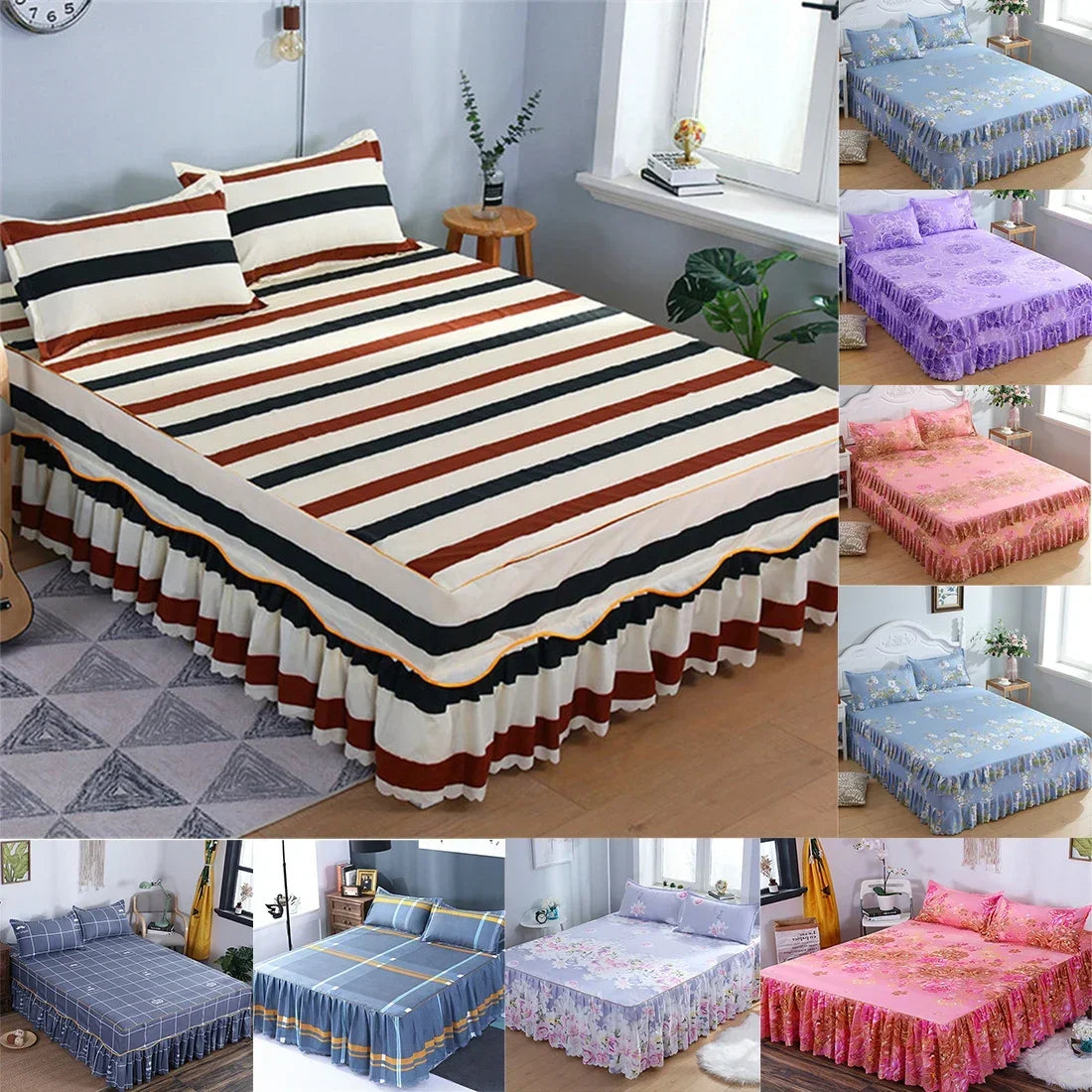 Bed Skirt Cotton Bedspread Set