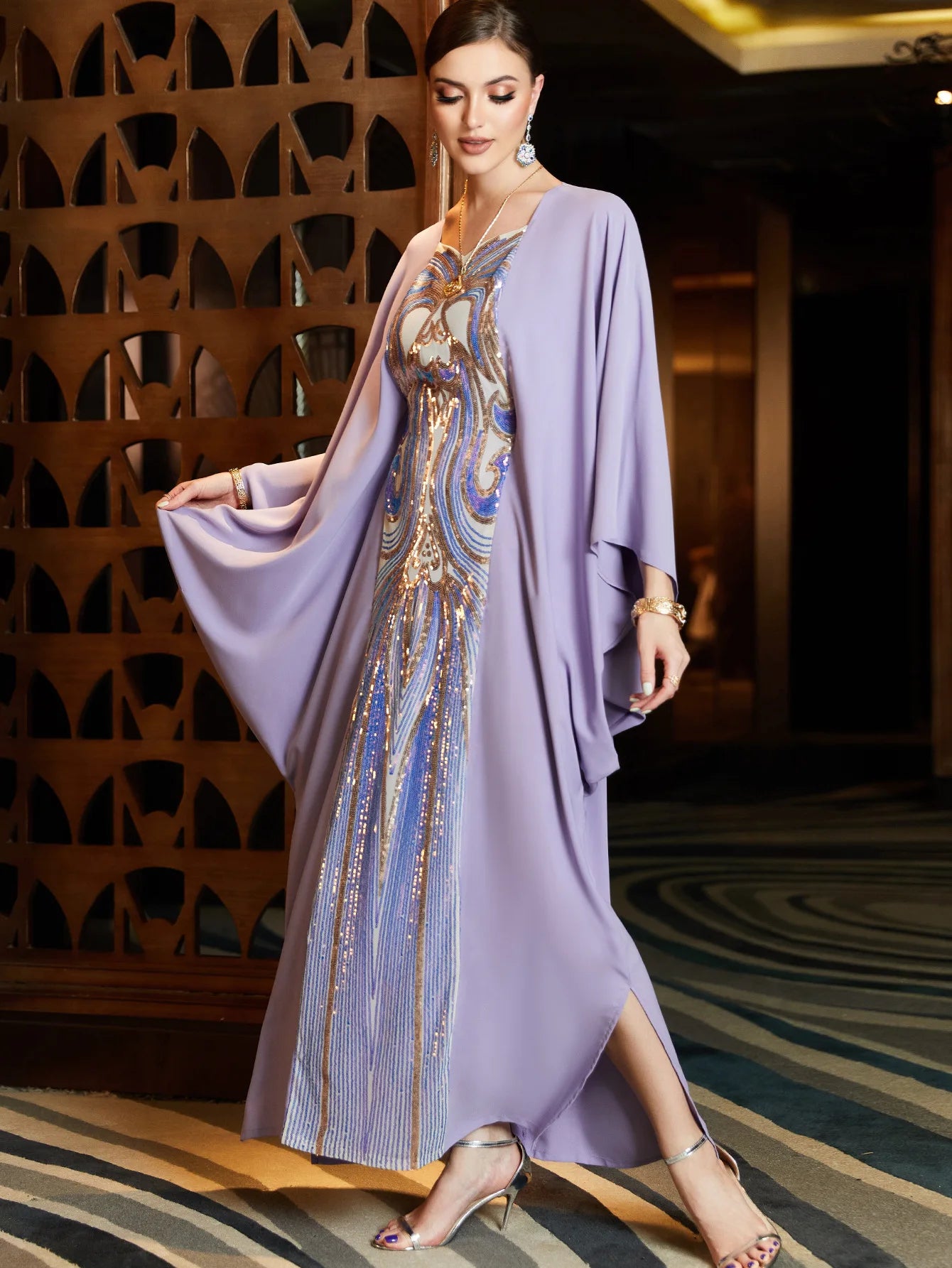 Purple Muslim Dress for Women Moroccan