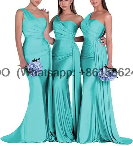 royal blue bridesmaid dresses women for wedding new satin one shoulder sexy mermaid vestidos para bodas mujer invitada chic