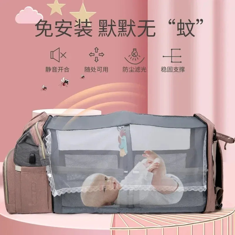 Folding Mommy Bag Portable Folding Crib Bed