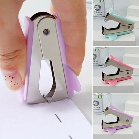 Macaron Portable Staple Remover Mini Stapler Removal Machine Nail Out Extractor Puller Stationery Tools Office Binding Supplies