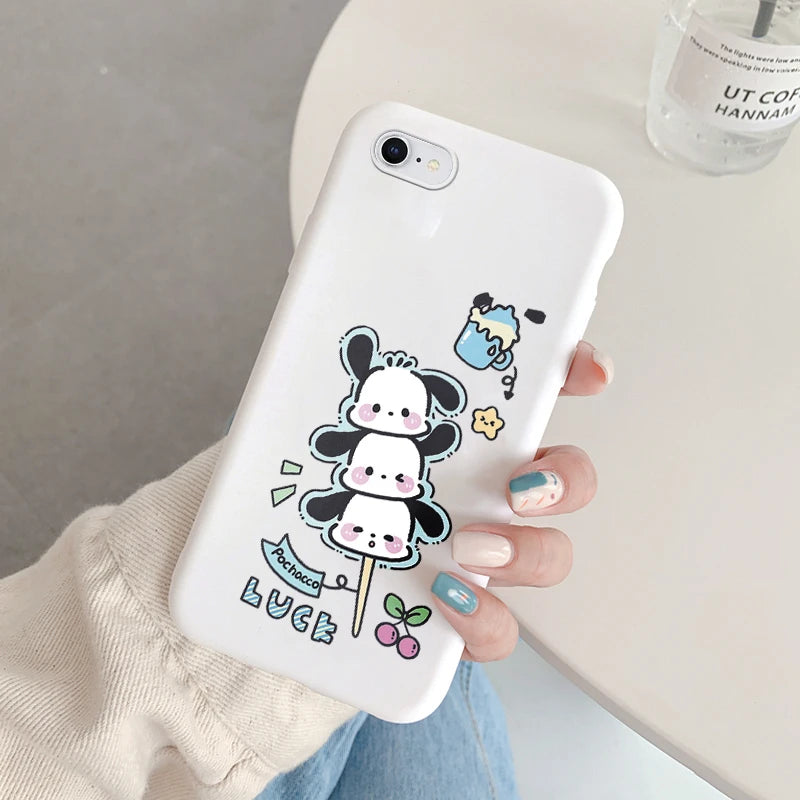 Phone Case for For Apple iphone 6 7 8 Plus SE 2022 Girls Anti-drop Cartoon Cinnamoroll Kuromi Hello Kitty Silicone Printed Cover