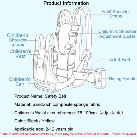 Adjustable Safety Belt for Kids Child Motorcycle Safety Belt Reflective Rear Seat Grab Handle Strap Breathable Anti-Drop Harness