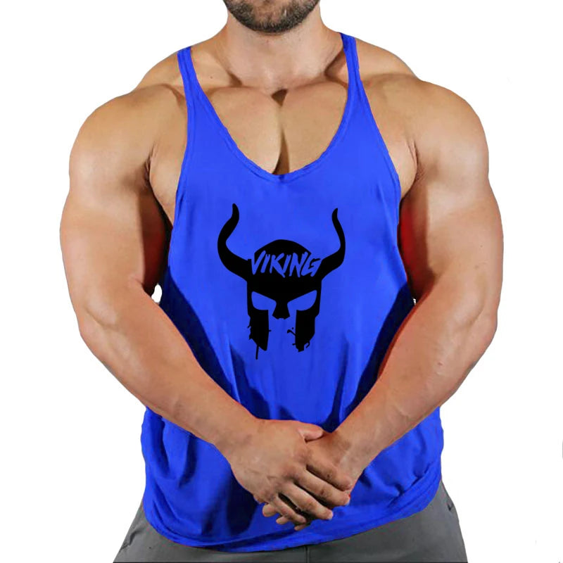 Skull Strong Print Clothing Bodybuilding Cotton Gym Tank Tops Men Sleeveless Undershirt Fitness Stringer Muscle Workout Vest