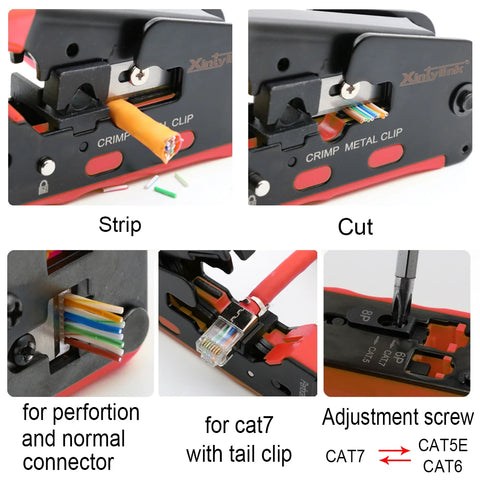 rj45 pliers crimper rg45 cat5 cat6 cat7 CAT8 pass through network crimping tool ethernet cable Stripper networking clamp clip