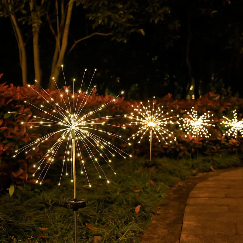 90 LED Solar Power Firework Lights Garden Decoration Fairy Lights Waterproof Outdoor Dandelion Lawn Lamp for Patio Garden Decor