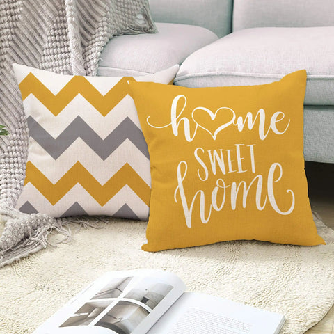 Yellow white geometric linen pillowcase sofa cushion cover home decoration can be customized for you 40x40 45x45 50x50 60x60