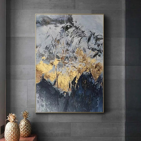 Abstract 3D Gold Thick Art Handmade Oil Painting Canvas Gold Paintings Wall Pictures Art Wall Artwork For Dining Room Unframed