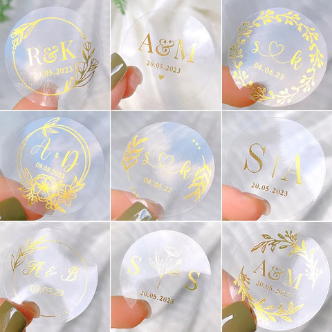 Gold Foil Wedding Favor Stickers PET