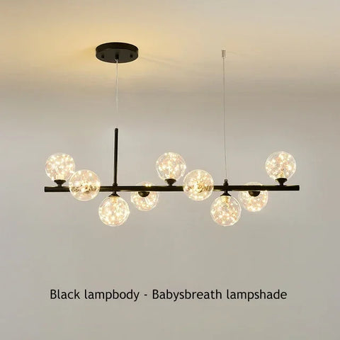 Modern Glass Ball Ceiling Chandelier for Table Dining Living Room Kitchen Island Molecule Pendant Lamp Indoor Lighting Fixture