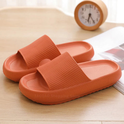 Women Bathroom Slippers Cloud Cushion Slides Summer Flat Sandals Thick Platform Shoes Man Indoor Non-Slip Flip Flops Couple Shoe