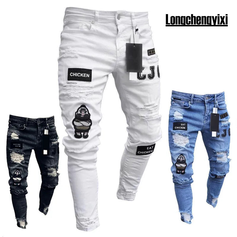 Jeans Men Pants Wash Solid Color Multi Pockets Denim Mid Waist Cargo Jeans Plus Size Fahsion Casual Trousers Male Daily Wear