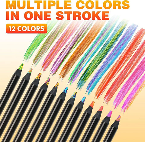 Rainbow Color Pencils for Kids, Concentric Gradient Crayons, Art Painting