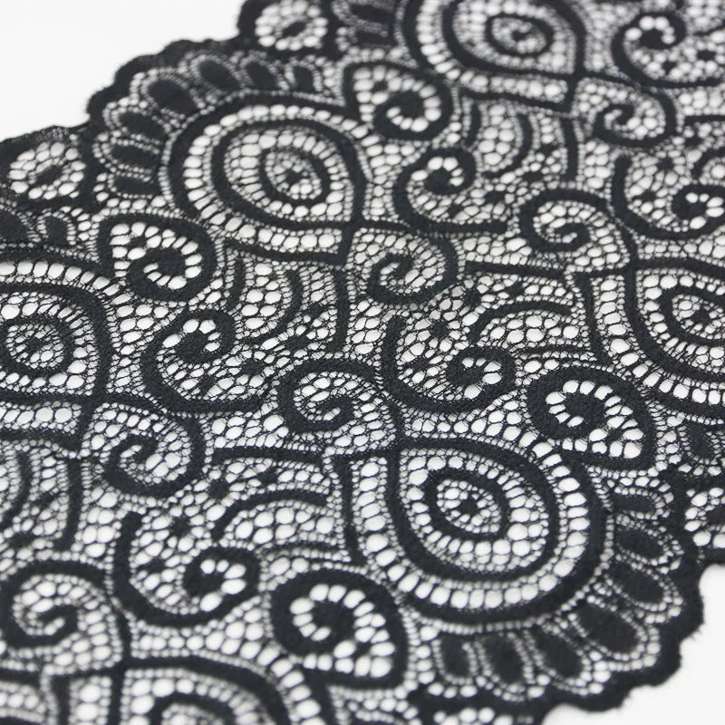 18cm Black Elastic Lace Fabric French