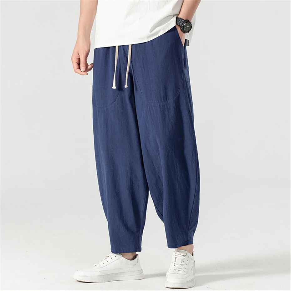 Linen Pants Men Baggy Pants Plus Size