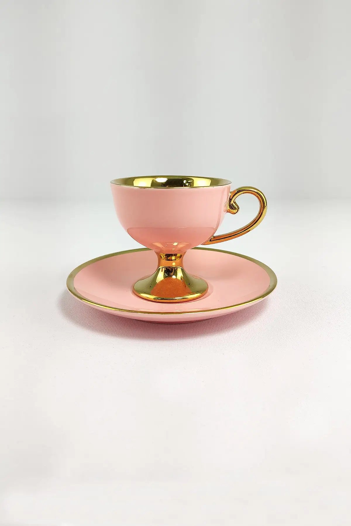 Porcelain 6 Gilded Coffee Cup Set Pink