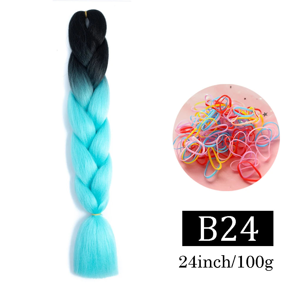 24 Inch Jumbo Braids Extensions Synthetic Braiding Hair Afro Ombre Color kanekalon Hair for Children Braid