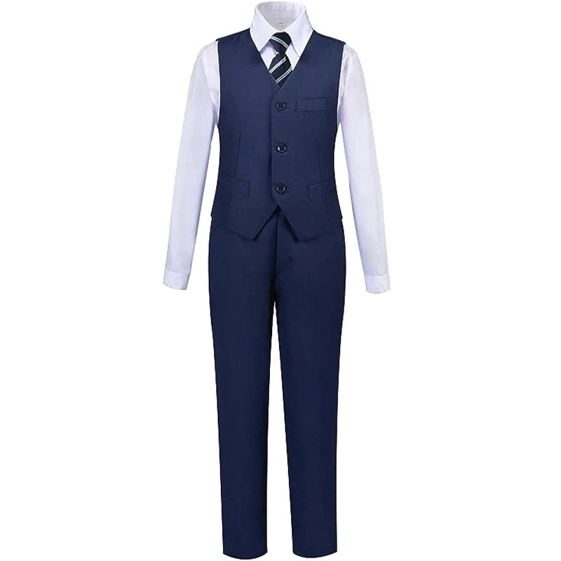 Boys Black Navy Suits Slim Fit Dress