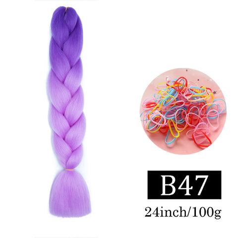 24 Inch Jumbo Braids Extensions Synthetic Braiding Hair Afro Ombre Color kanekalon Hair for Children Braid