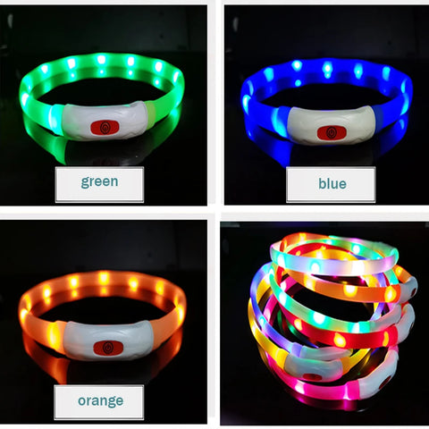 Silicone Led Dog Collar Usb Rechargeable Luminous Dog