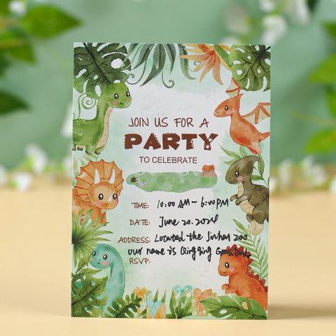 Animals Theme Dinosaur Pattern Invitation Card