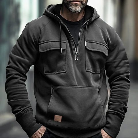 Half Zipper Men's Tactical Hoodies Solid