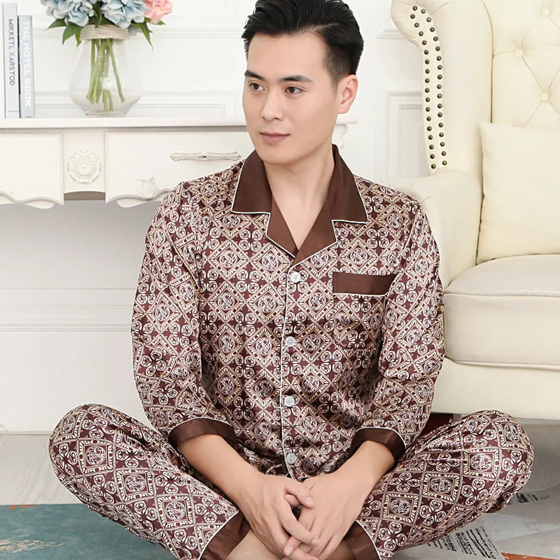 Sleepwear Men Pajamas Men Trousers Long Sleeve and Short Sleeve