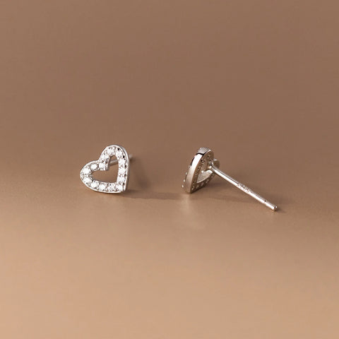 WANTME 925 Sterling Silver Cute Love Heart Mini Stud Earrings for Baby Women Fashion Sweet Girl Piercing Birthday Jewelry Gift