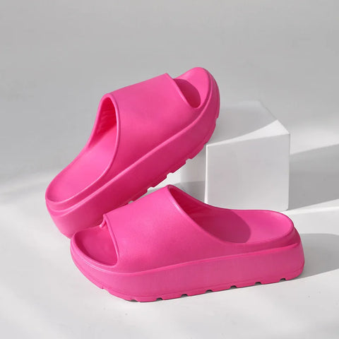 5 CM Thick-soled EVA Summer Women slippers Soft Bathroom Non-slip Height Increasing Shoes Beach Sandal Men Lndoor     Shower