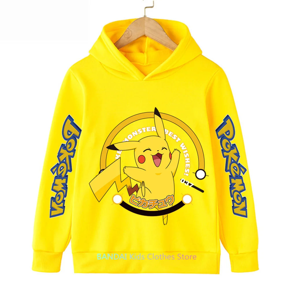 Pokemon Clothes Pikachu Children Autumn Hooded Sweater