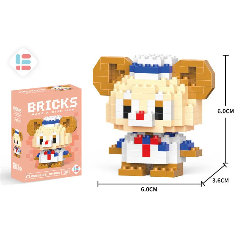 Disney Anime Princess Building Blocks Stitch Mickey Mouse mini Action toy Figures Blocks Toys Bricks Assemble Toys Kids Gifts