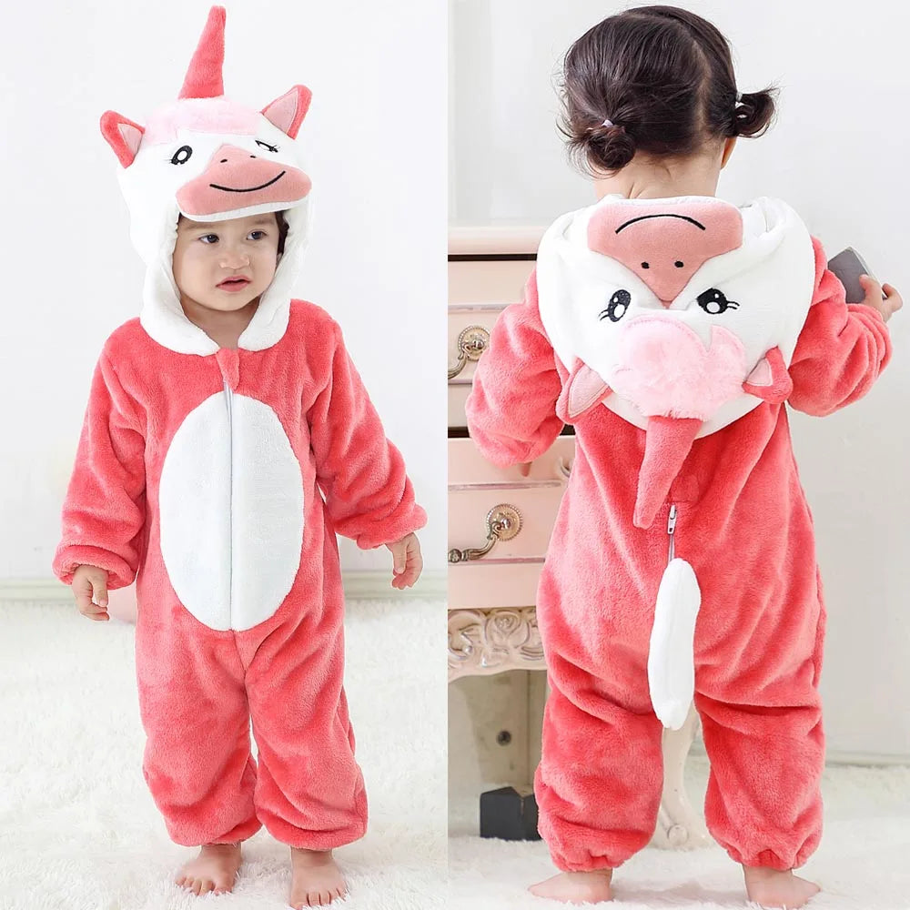 Newborn Baby Boy Clothing Animal Cartoon Hooded Jumpsuits Winter Baby Pajamas Onesies Kids Sleepwear Newborn Baby Pyjamas