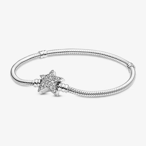 Bracelet Silver 925 Original 17-20CM Star Moon Sun Four Leaf Clover Green Zircon Bracelets Fit DIY Charms Birthday Jewelry Gifts