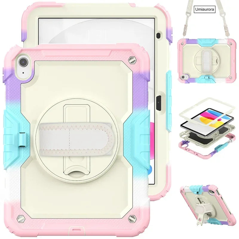 For IPad 10.2 7th 8th 9th 10th Gen Air 2 3 4 5 10.9 Mini 6 9.7 Pro 11 Tablet Case Kids Silicone PC Armor Stand Shockproof Cover